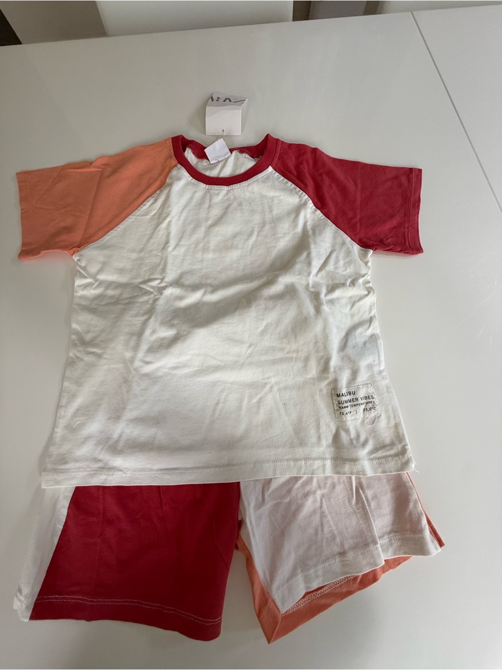 NWT Zara White Tee with Red Collar and Shorts Set